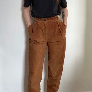 Amazing vintage tan leather suede pleated pants
